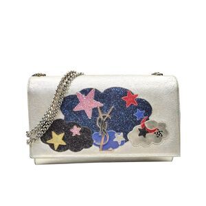 Ltd Edition Saint Laurent Silver Stars Sky YSL Kate Monogram Clutch Bag Medium